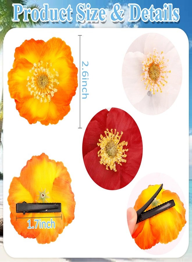 KICOSY 4PCS Hawaiian Flower Hair Clips for Women - Vibrant Realistic Tropical Hibiscus, Plumeria & Orchid Hair Accessories - Ideal for Beach, Party & Daily Wear - Image 4