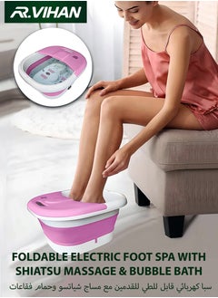 R.VIHAN Electric Shiatsu Acupoint Foot Spa Massage Bubble Bath Basin Machine with Massaging Rollers Foldable Bucket for Foot Bath Holistic Relaxation Pedicure Haven Travel-Friendly Multi-Functional for All Ages Ideal for Foot Soaking Muscle Pain Relief and More  - Image 1