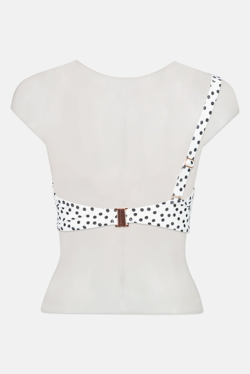 Ivory Rose Women Polka Dot One Shoulder Non Padded Wired Bikini Top, Multicolor - Image 3