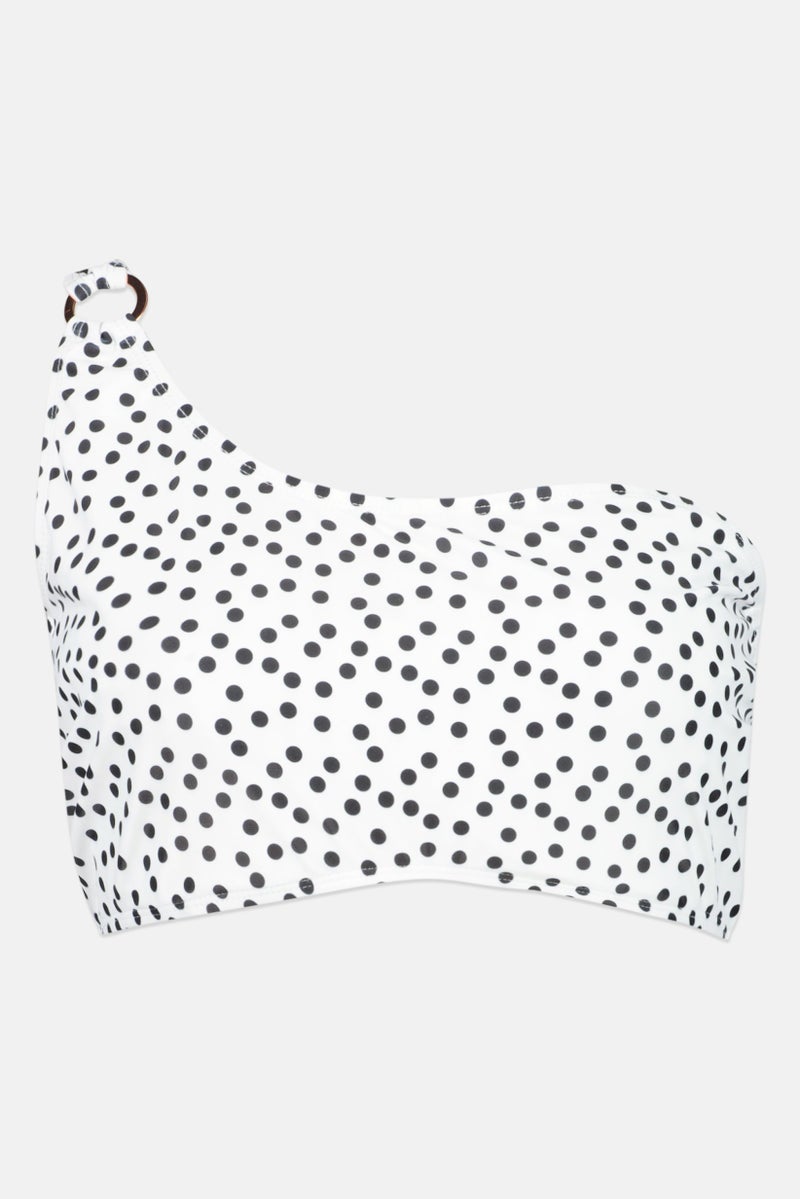Ivory Rose Women Polka Dot One Shoulder Non Padded Wired Bikini Top, Multicolor - Image 2