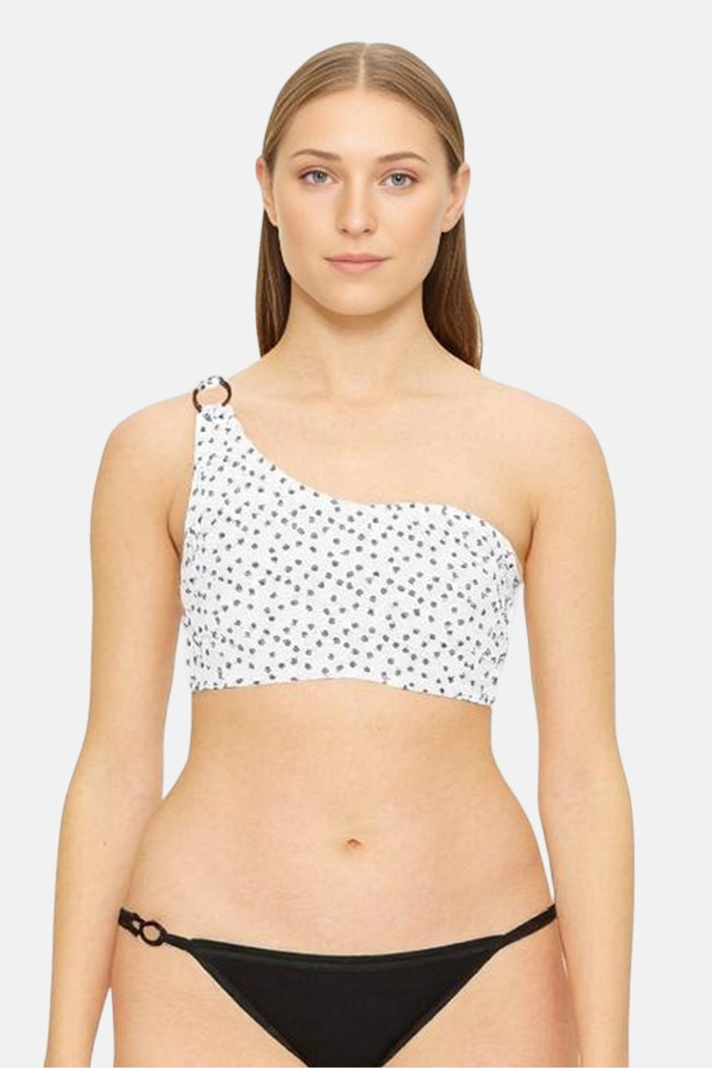 Ivory Rose Women Polka Dot One Shoulder Non Padded Wired Bikini Top, Multicolor - Image 1