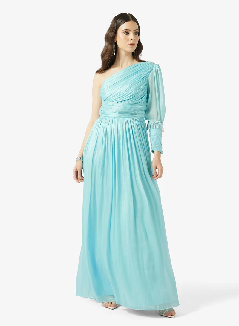 Namshi x One Shoulder Draped Evening Dress