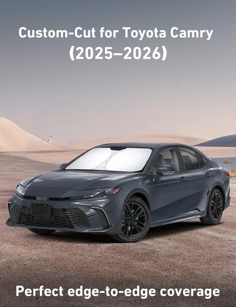 EcoNour Windshield Sunshade for Toyota Camry 2025 2026, Hybrid, LE, SE, SE Nightshade, XLE, XSE, TRD, Sun Visor for Front Windshield Sun Shade Cover, UV Heat Protector, Car Accessories - Image 2