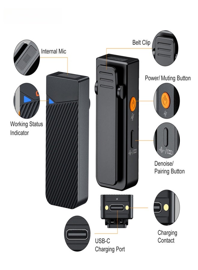 COMICA Vimo C3 Wireless Microphone System with 1 Receiver & 2 Microphones 200M Transmission Range 4 Level Adjustable Speed Built-in Battery with Charging Case Replacement for Android Phones Computer - Image 4