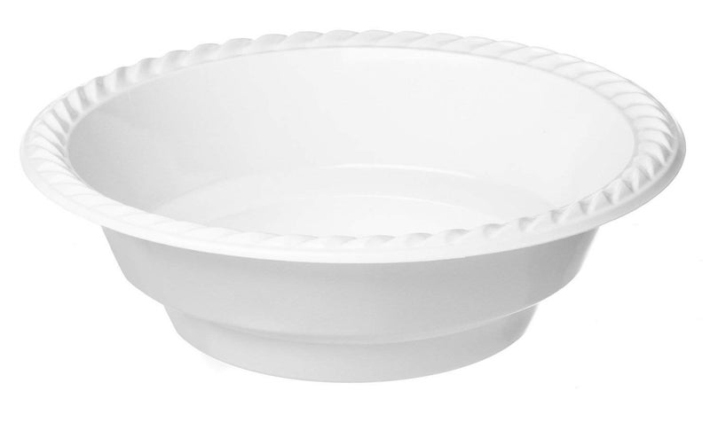 Propack 100 Count Disposable Plastic White 18 oz Heavy Weight Bowls Great For Weddings Home Office School Party Picnics Takeout Fast Food Outdoor Events Or Every Day Use