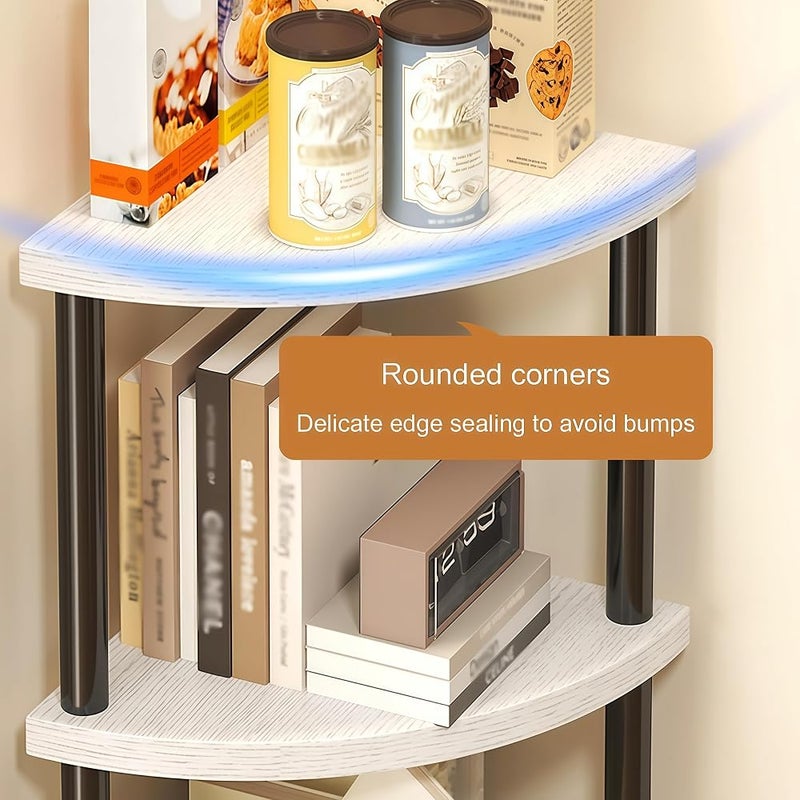 NIUB Corner Shelf Organizer, Vintage Corner Bookcase with Storage, Rustic Multi-Tier Plant Stand Display Unit, Space-Saving Shelving for Bedroom, Office, Entryway, Compact Spaces (Black Walnut, 6Tier) - Image 5