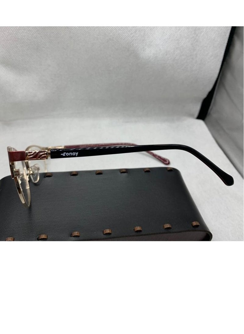 نظارة طبية إطار كامل من Onay H1902A C4 ، عين قطة Purple * Gold - Image 2