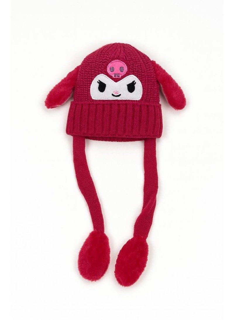 zoba Cute cartoon design winter hat for kids - soft wool hat with a push mechanism to move the ears - interactive and fun for children - warm and lightweight with push balls on the ends - suitable for girls and boys (red) - Image 3
