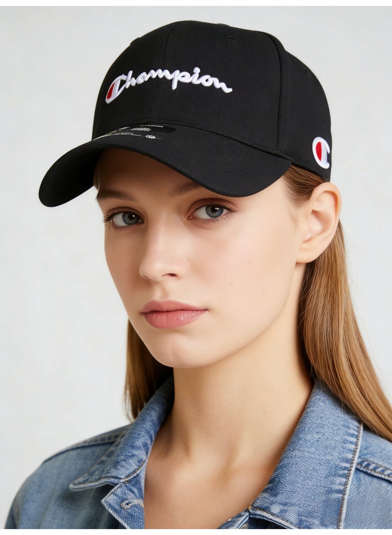 Champion Black Baseball Cap Unisex, Embroidered Script Logo Adjustable Casual Hat for Men Women, Classic Cotton Sports Sun Hat All Seasons - Image 3