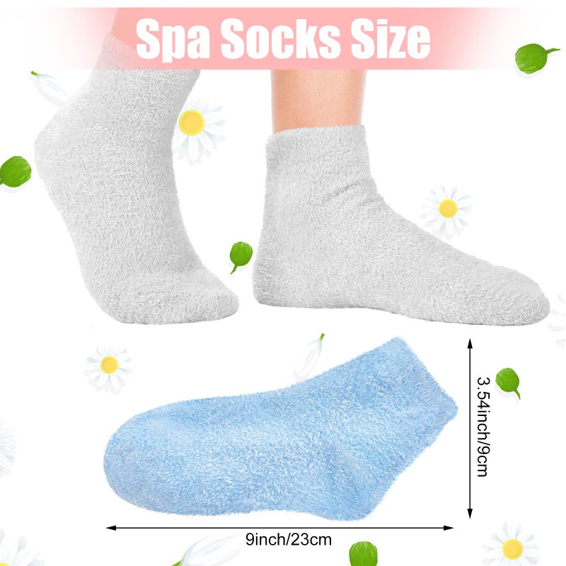 Janmercy 3 Pairs Aloe Socks Moisturizing Spa Infused Gel Sleeping Fuzzy Dry Feet Non Slip Lotion Socks for Women Men Repairing Softening Dry Cracked(Pink, Blue, Gray) - Image 2