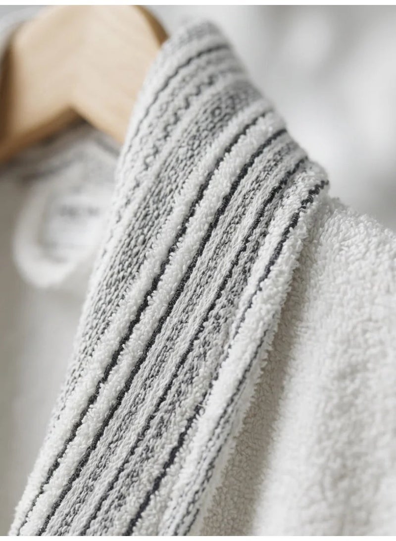 NADAV Florine Jacquard Turkish Cotton Bathrobe Set – White – 5 Pieces - Image 3