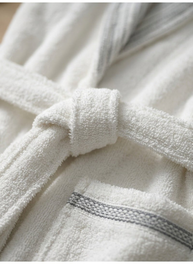 NADAV Florine Jacquard Turkish Cotton Bathrobe Set – White – 5 Pieces - Image 4