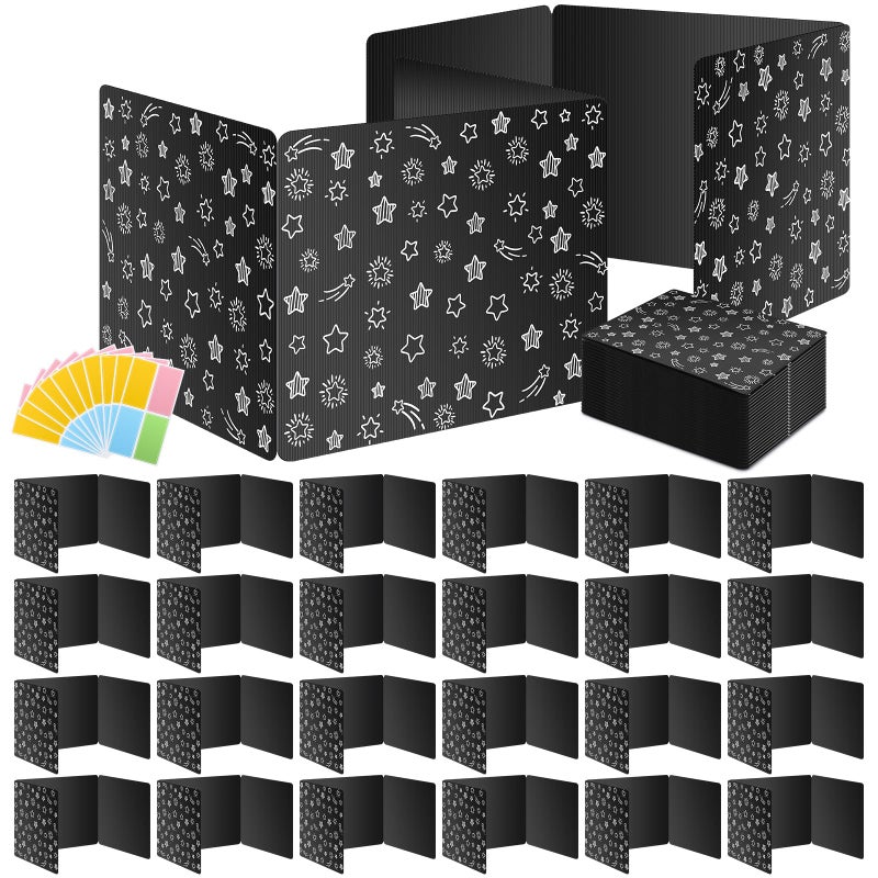 Ubenic Black 24-Pack Desk Dividers for Students, Waterproof Plastic Study Carrel Divider, Durable Testing Dividers for Classroom Teacher Supplies, Easy to Clean Privacy Shield Folder Boards for Student Desk - Image 1