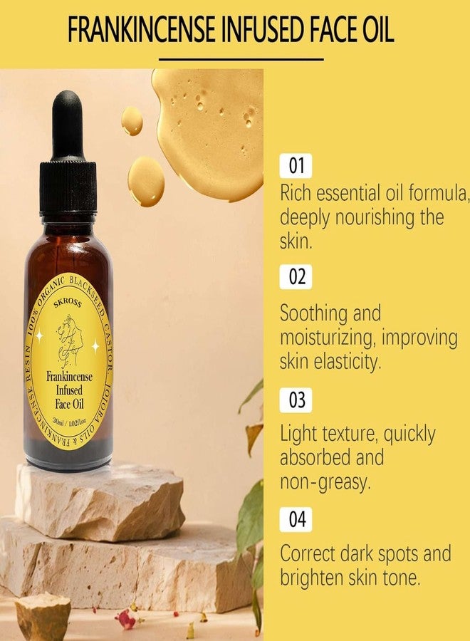 SKROSS 2pcs Frankincense Resin Oil, Frankincense Infused Face Oil, Infused With Organic Black Seed, Castor, And Jojoba Oil, Facial Moisturizing Anti-Aging Serum - Image 4