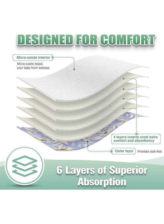 ويجريكو wegreeco Washable Reusable Baby Cloth Pocket Diapers 6 Pack + 6 Bamboo Inserts (with 1 Wet Bag, Leaves, Animals) - Image 4