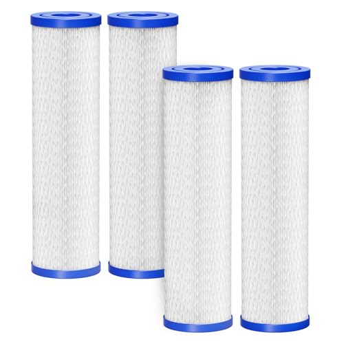 Viowey 4 Pack 30 Micron Sediment Water Filter Cartridges,10" x 2.5" Pleated Replacement for Cold Plunge Tub,Ice Bath Chiller,Whole House Well Water Systems,Under Sink,Washable & Reusable,Standard Housing - Image 1