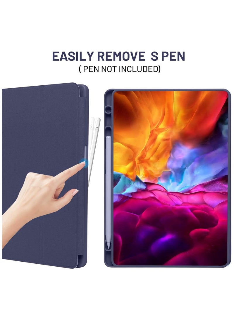 FOCUS Samsung Galaxy Tab A9 Plus Tablet Case with Pencil Holder, Slim Smart Protective Case with Soft TPU Back, Auto Sleep/Wake Cover for Samsung Galaxy Tab A9+ 11 inch Case (Blue) - Image 2