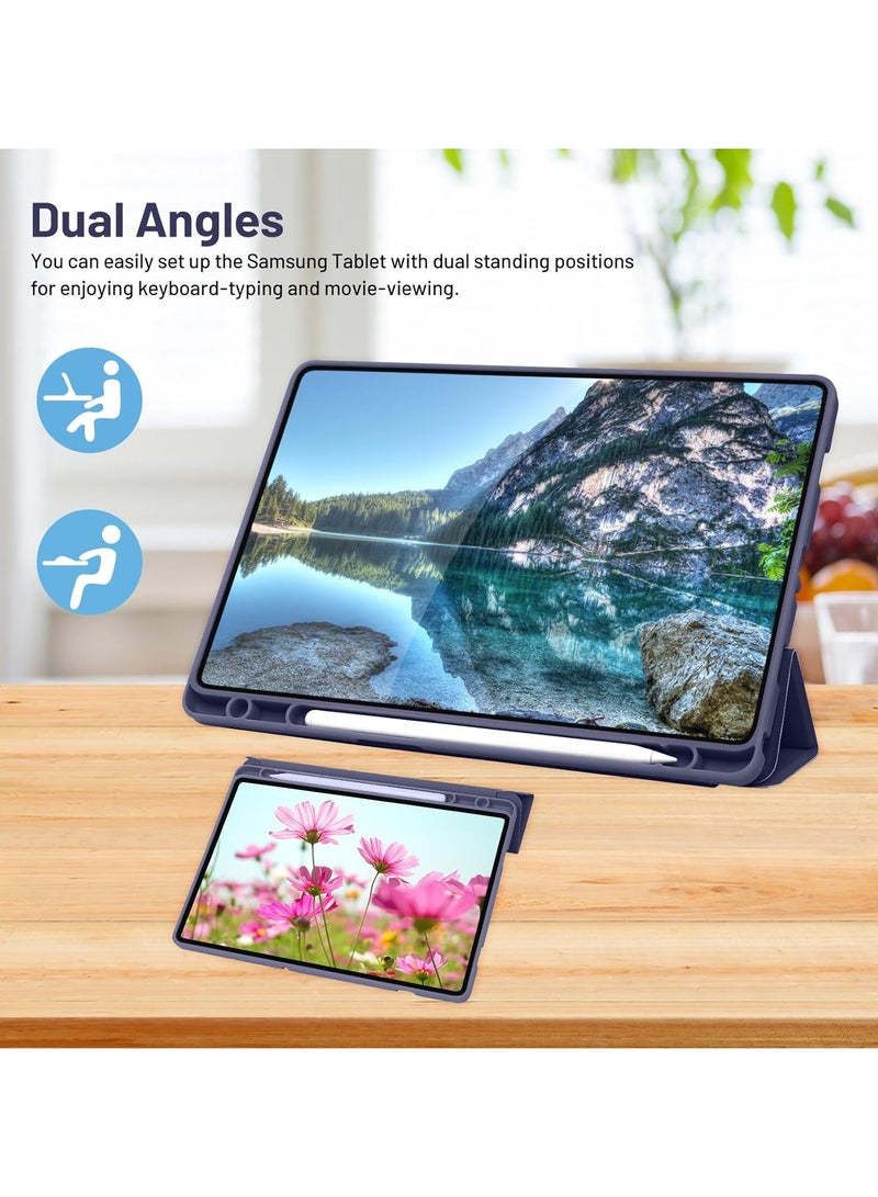 FOCUS Samsung Galaxy Tab A9 Plus Tablet Case with Pencil Holder, Slim Smart Protective Case with Soft TPU Back, Auto Sleep/Wake Cover for Samsung Galaxy Tab A9+ 11 inch Case (Blue) - Image 3