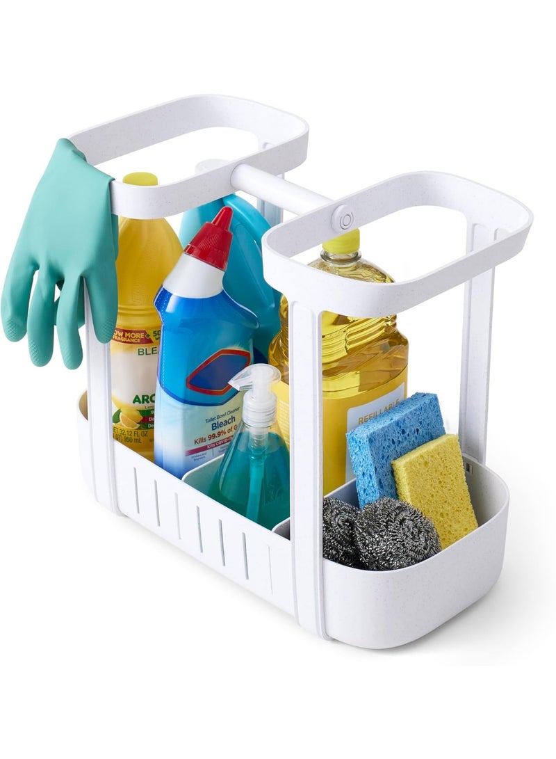 YouCopia SinkSuite Under Sink Cleaning Caddy, Adjustable Cleaning Supplies Organizer for Kitchen and Bathroom Organization and Storage, Made of ABS Plastic, White - Image 1