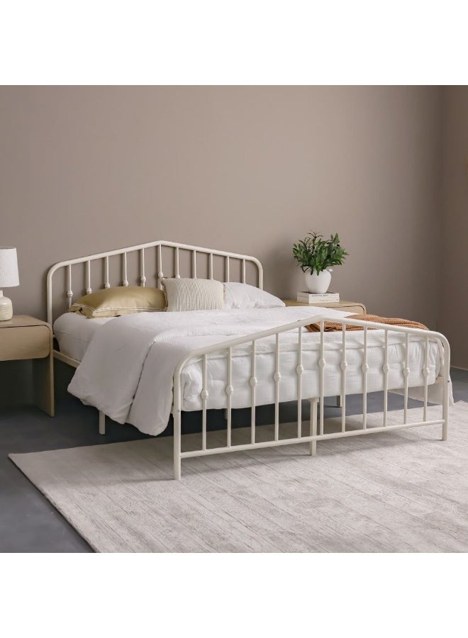 DANUBE HOME Bella Apex 160x200 Metal Queen Bed | Modern Design Metal Double-White - Image 1
