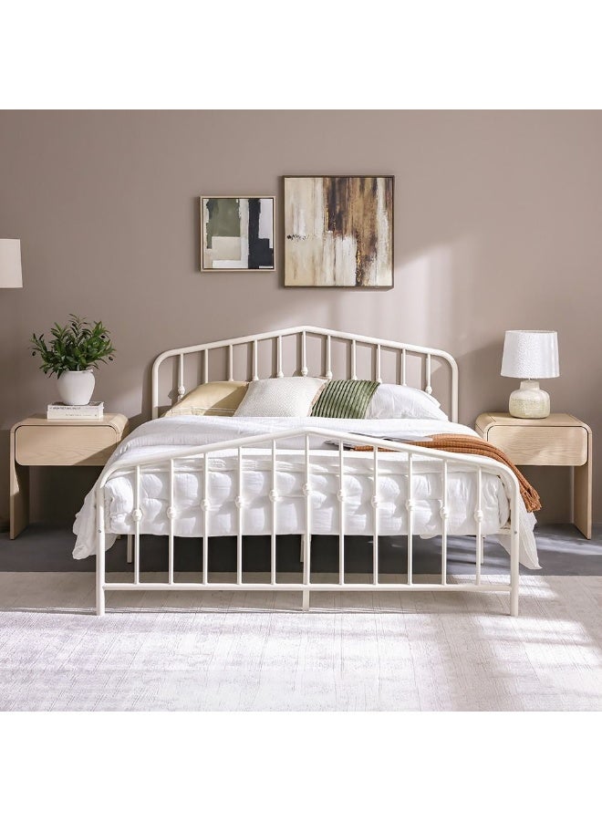 DANUBE HOME Bella Apex 160x200 Metal Queen Bed | Modern Design Metal Double-White - Image 2