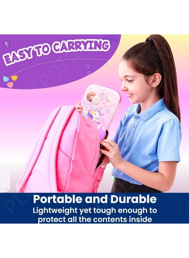PLUSPOINT PLUSPOINT 3D Unicorn Pencil case Large Capacity Premium Stylish EVA Case Embossed Compass, School Supply Organizer for Students, Stationery Box, Cosmetic Zip Pouch Bag (Big Unicorn-Pink) - Image 5