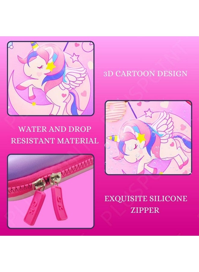 PLUSPOINT PLUSPOINT 3D Unicorn Pencil case Large Capacity Premium Stylish EVA Case Embossed Compass, School Supply Organizer for Students, Stationery Box, Cosmetic Zip Pouch Bag (Big Unicorn-Pink) - Image 4