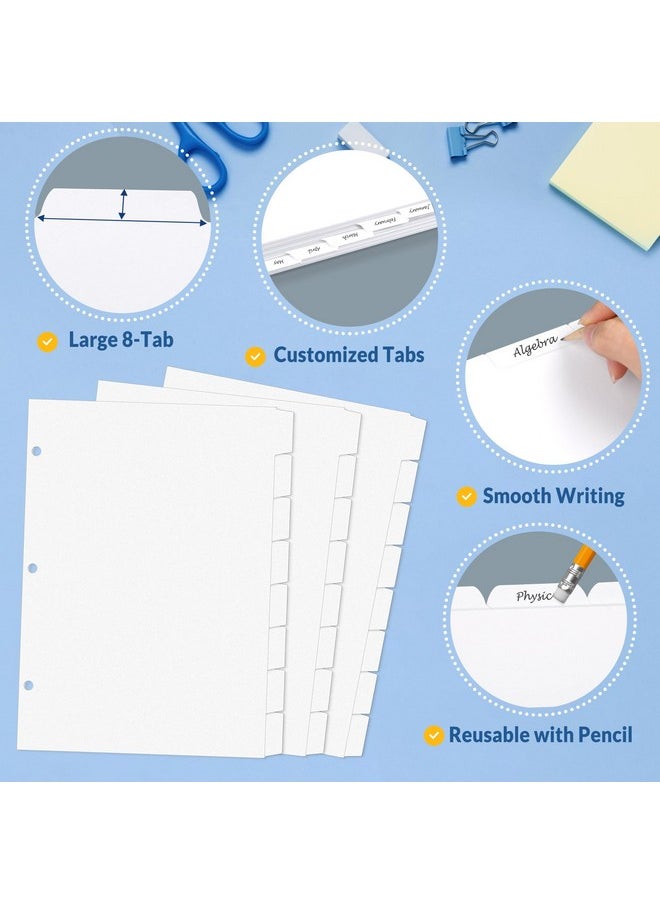 SUNEE Binder Dividers With Tabs For 3 Ring Binder, 8.5 X 11 Paper White Binder Dividers Blank With 8 Tabs, 4 Sets Page Dividers For School, Office And Home, 32 Dividers  - Image 4
