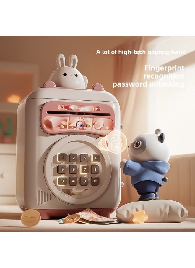 Tao Dudu Children's Saving Piggy Bank Can Be Saved Only In The Internet Celebrity Password Safe Box Boys And Girls Toys-Color:ATM Piggy Bank [rouge Powder Battery Version] Send Game Paper Money + Saving Card X5 + Puzzle  - Image 3