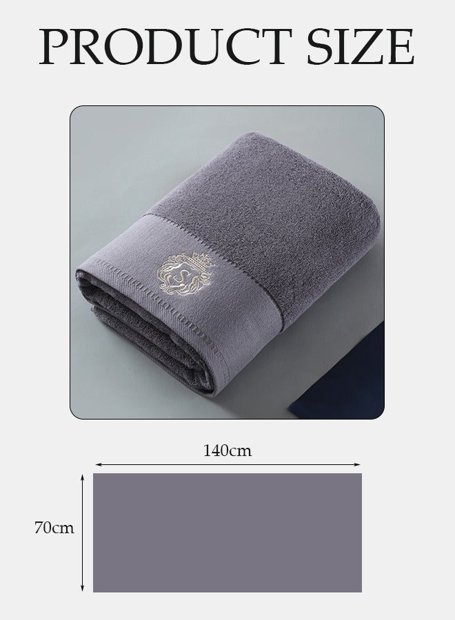 DUNISO Premium Bath Towels,100 % Cotton towel With exquisite logo Sensitive Skin & Daily Use-Soft, Quick Drying & Highly Absorbent Towel for Travel, Vacation, Fitness and Yoga (70 x 140cm)(grey) - Image 2