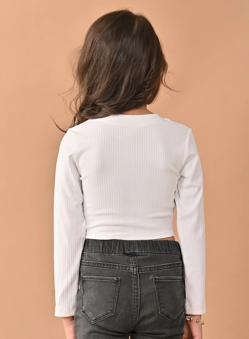 LILPICKS Solid Full Sleeves Top
