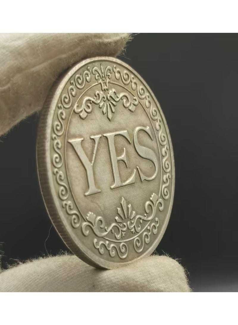 كلين ويف Decision Coin – Double-Sided YES/NO Antique Metal Coin | Elegant Floral Design, Fun Decision Maker, Unique Gift & Collectible Keepsake - Image 2