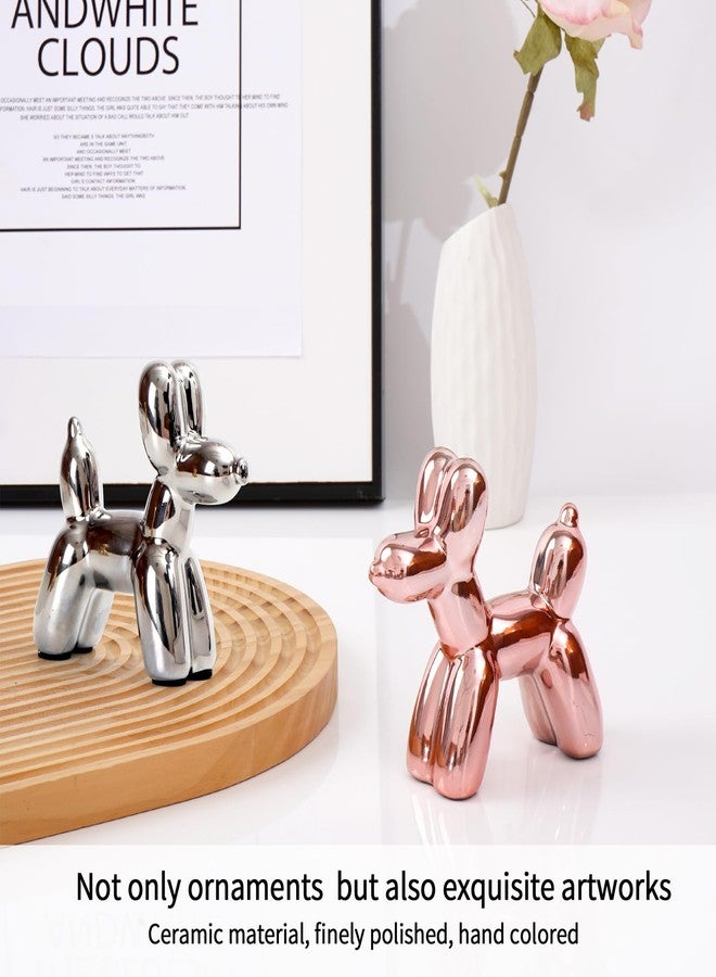 Notakia Cute Ceramics Balloon Dog Statue Crafts Living Room Desktop Decorations,Handmade Modern Small Ceramic Animal Statue Ornament Home Decor Accents - Image 4