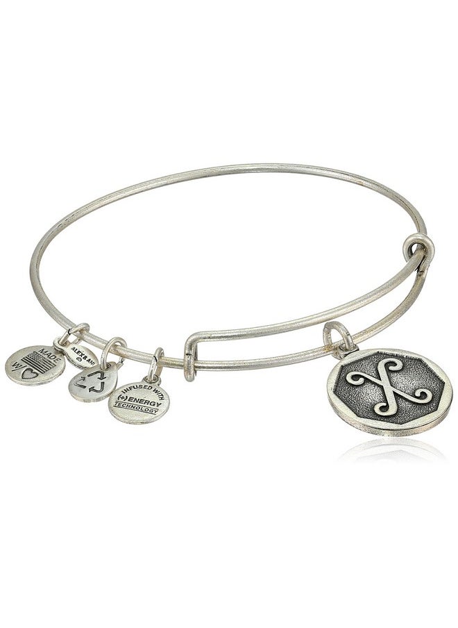 ALEX AND ANI Rafaelian Silvertone Initial X Expandable Wire Bangle Bracelet 2.5  - Image 1