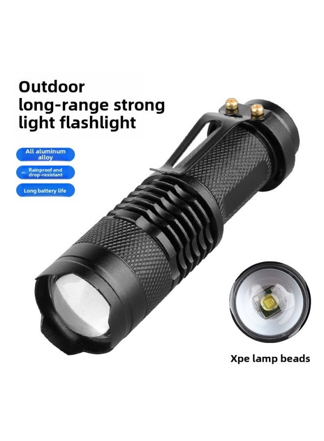 Aluminum Alloy LED Strong Light No.5 3rd Gear Telescopic Flashlight SK68 Flashlight Zoom Mini Flashlight-Product Specifications:Sk68 Black Single Flashlight Bubble Bag  - Image 2