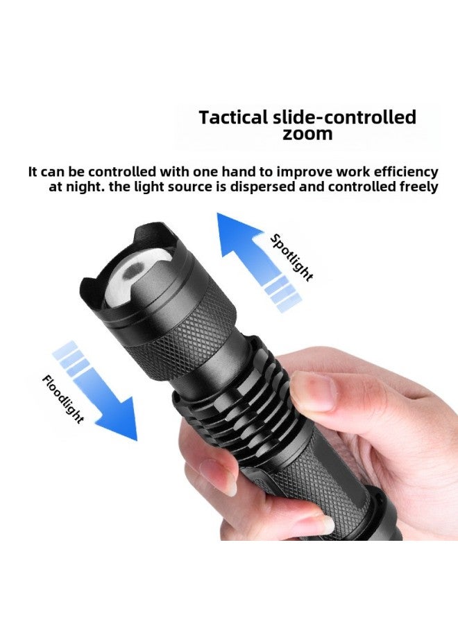 Aluminum Alloy LED Strong Light No.5 3rd Gear Telescopic Flashlight SK68 Flashlight Zoom Mini Flashlight-Product Specifications:Sk68 Black Single Flashlight Bubble Bag  - Image 3