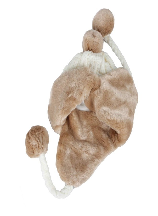 WITHMOONS Fleece Lining Thick Cable Knit Beanie Hat Earflaps Cap FZ70022 (Ivory) - Image 5