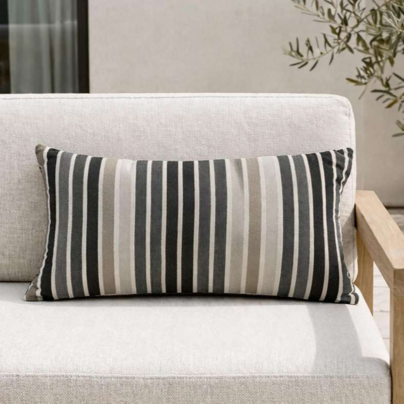 Pan Home وسادة قطنية رمادية مخططة 30x50 سم - Image 1