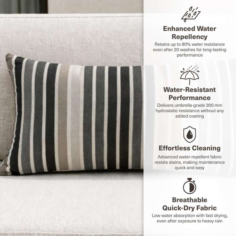 Pan Home وسادة قطنية رمادية مخططة 30x50 سم - Image 5