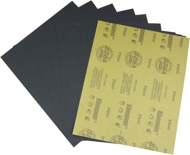 MAXMAN Sandpaper Sheets, 800 Grit Dry Wet Sand Paper, 9 x 11 Inch,Silicon Carbide, for Wood Furniture Finishing,Metal Sanding and Automotive Polishing,10 -Sheet - Image 1