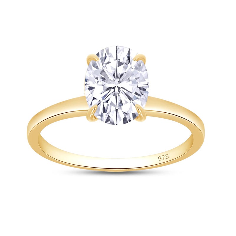 2 12 Carat 8X10 MM Oval Cut Lab Created Moissanite Diamond Solitaire Engagement Ring For Women In 14k Yellow Gold Plated 925 Sterling Silver Clarity VVS1 250Ct5