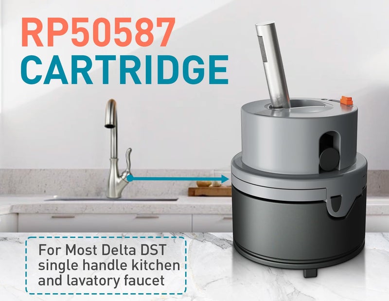 PRFCTTY RP50587 Single Handle Compatible with Delta Repair Kit,Lavatory Kitchen Shower Faucet Valve Assembly,Works with DIAMOND Seal Technology Models Featuring a 36 mm Motion Cartridge, RP51503 Bonnet Nut - Image 3