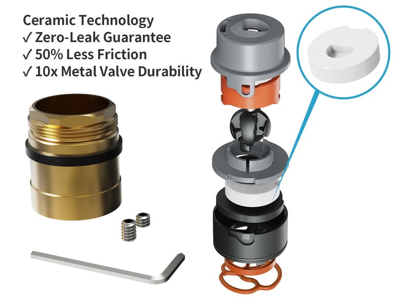 PRFCTTY RP50587 Single Handle Compatible with Delta Repair Kit,Lavatory Kitchen Shower Faucet Valve Assembly,Works with DIAMOND Seal Technology Models Featuring a 36 mm Motion Cartridge, RP51503 Bonnet Nut - Image 2