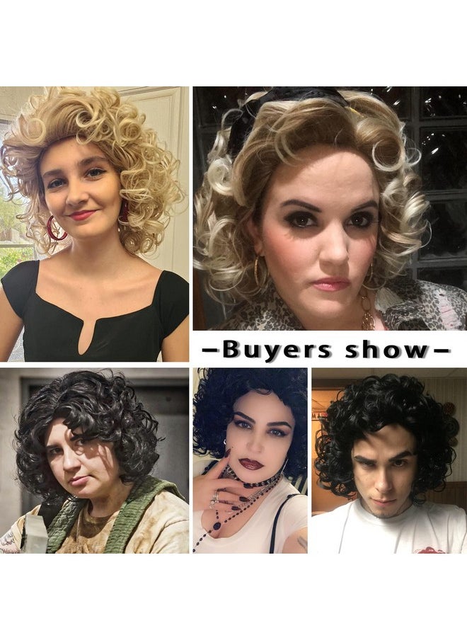 Kalyss Short Curly Wavy Blonde Wigs For Women Heat Resistant Synthetic Full Head Hair Costume Wig Natural Looking 130% Density Hairpiece  - Image 5