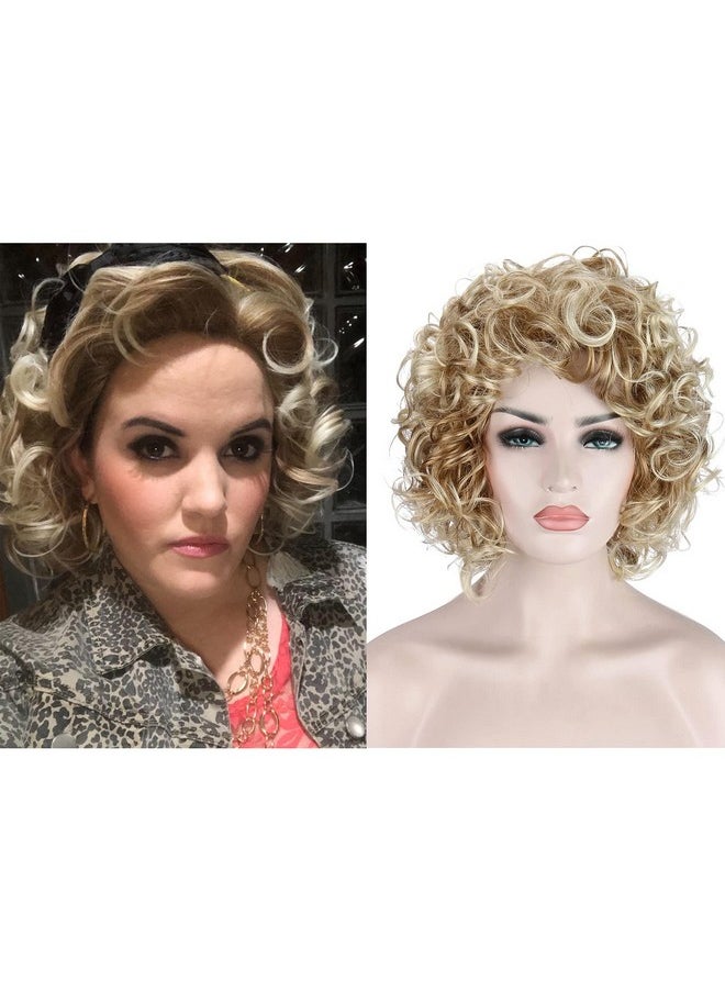 Kalyss Short Curly Wavy Blonde Wigs For Women Heat Resistant Synthetic Full Head Hair Costume Wig Natural Looking 130% Density Hairpiece  - Image 3