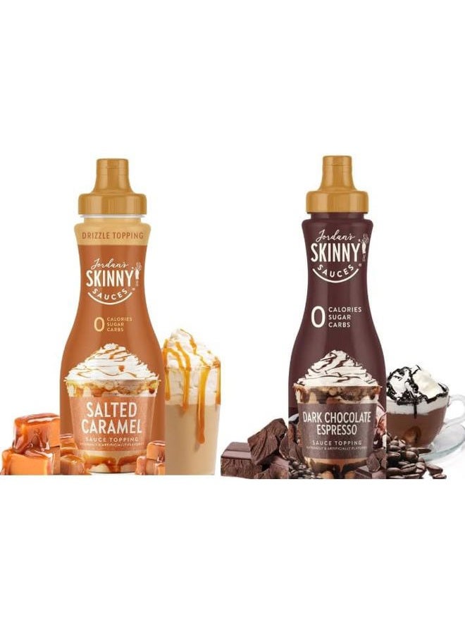 MTL Salted Caramel & Dark Chocolate Espresso Syrup Sauce For Coffee - Sugar Free Zero Calories (Pack of 2) - Gluten-Free, Keto Friendly from Jordan Skinny (Salted Caramel and Dark Chocolate Espresso) - Image 1