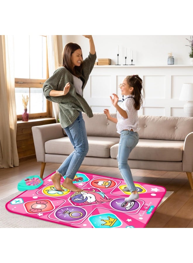 Meetion Unicorn Dance Mat, Dance Mixer Rhythm Step Play Mat, Pink Dance Pad with LED Lights, Adjustable Volume, Built-in Music, 5 Game Modes, Xmas B-Day Gifts for 3-12 Years Old Girls Toys - Image 2