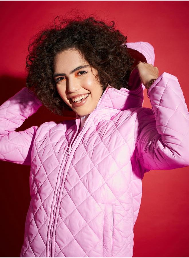 SASSAFRAS - Diamond Quilted Hooded Puffer Jacket by Styli - Image 1