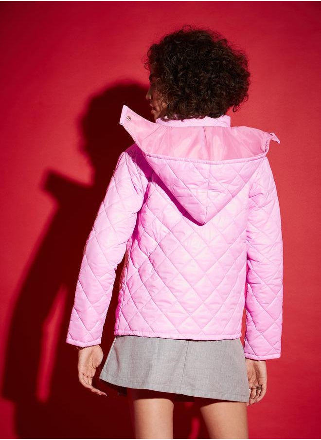 SASSAFRAS - Diamond Quilted Hooded Puffer Jacket by Styli - Image 1