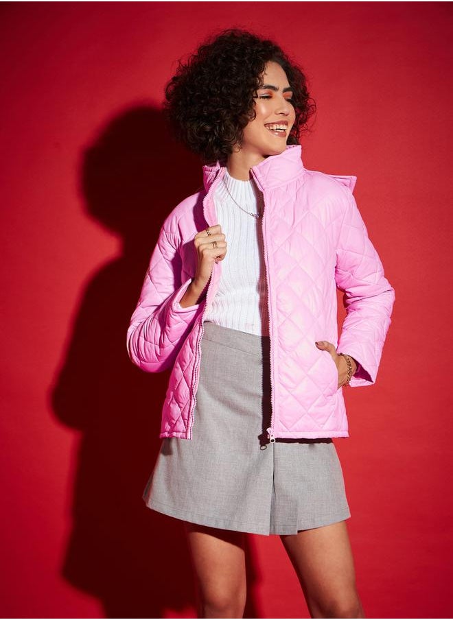 SASSAFRAS - Diamond Quilted Hooded Puffer Jacket by Styli - Image 1